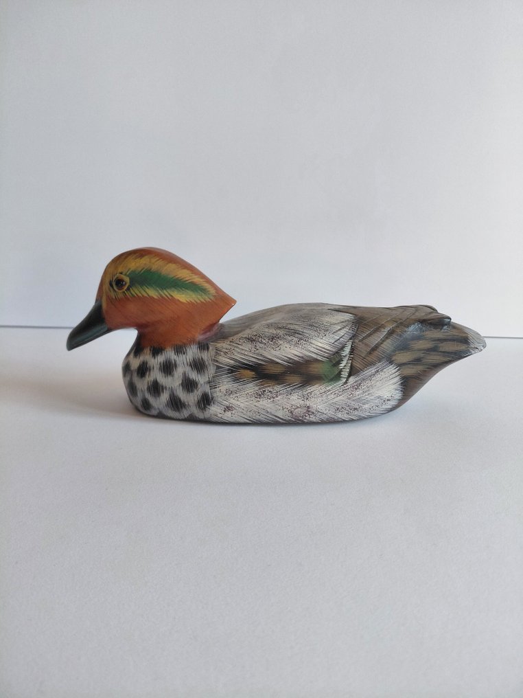 Duck decoy - Période 1950-1970, peint main, sculpture 24.5 cm - Wood #1.0