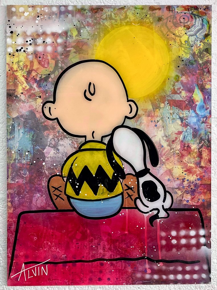 Alvin Silvrants - Charlie Brown & Snoopy “sunset” - High Gloss straight edge painting #1.0