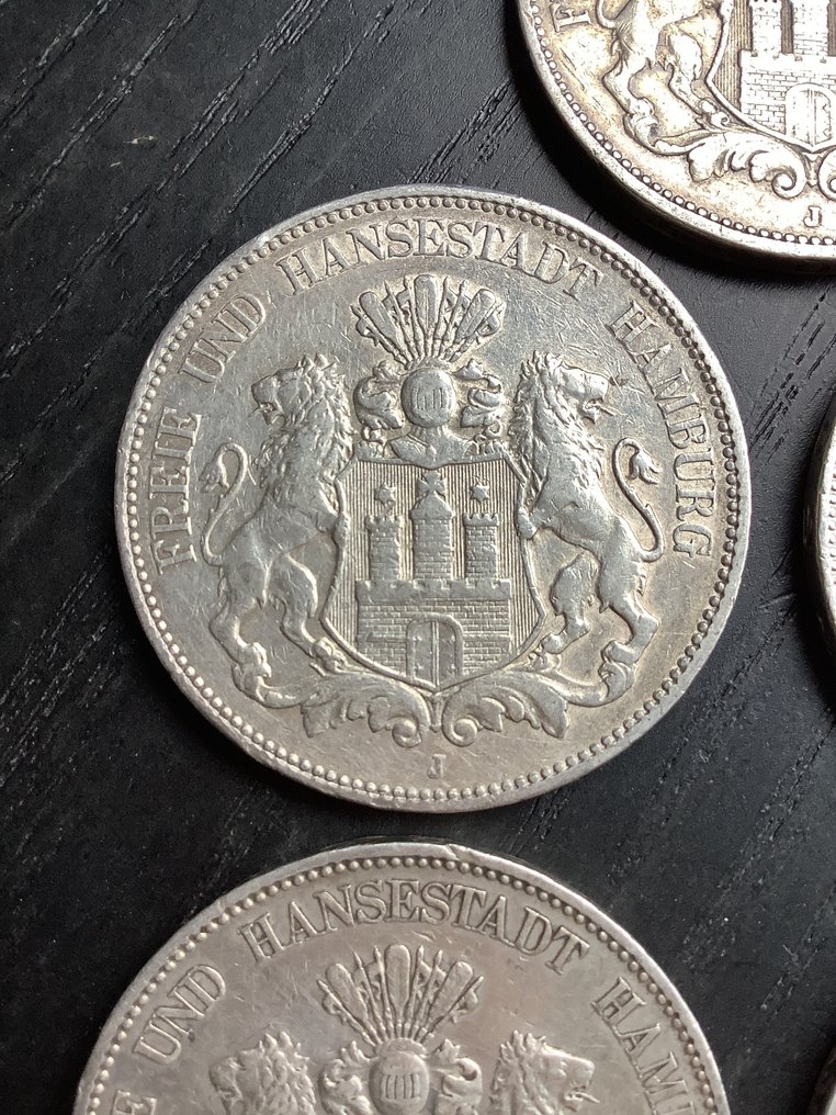 德國，漢堡 5 Mark 5x 1876/1907  (沒有保留價) #2.1