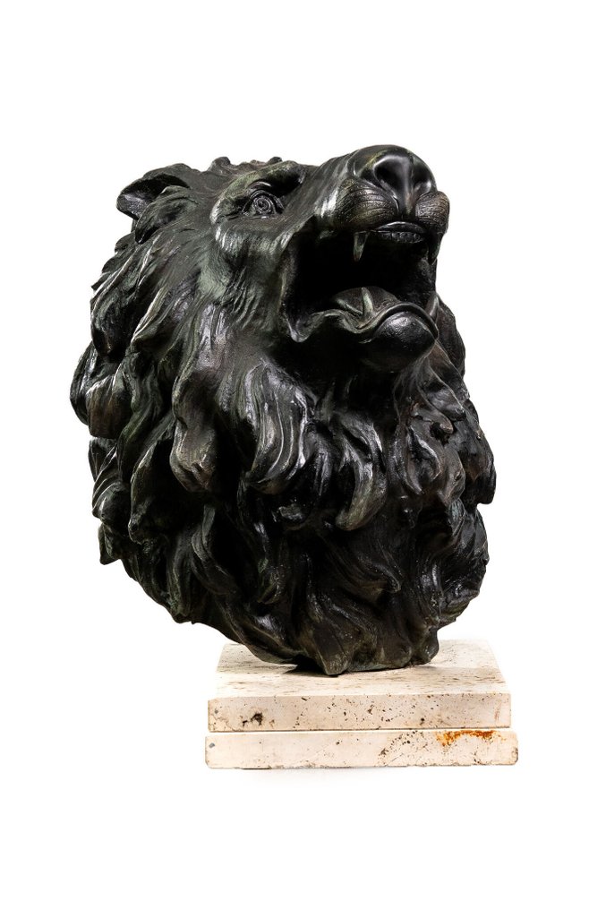 Sculpture, Grande testa di Leone in bronzo - 69 cm - Bronze #2.1