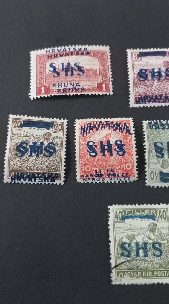 邮戳 - 克罗地亚占领的双重叠印以及倒置的Fiume和法国、匈牙利的占领情况 - 克罗地亚- 1918 #4.3