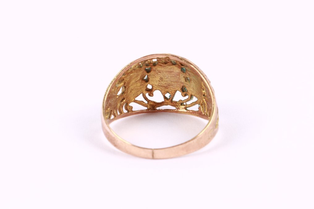 Δαχτυλίδι - 9 kt. Κίτρινο χρυσό - Εμαγιέ δεκαετίας 1950 #3.2