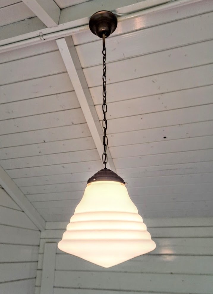 吊灯 - 飞利浦Art Deco吊灯，白色乳白玻璃，Phililite系列，1930年 #1.0