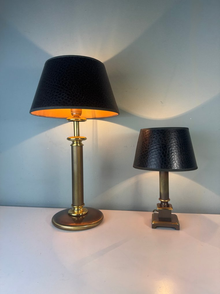 Herda - Table lamp (2) - Set of two luxury brass table lamps in an elegant Empire style from Herda Lighting. - Brass #2.1