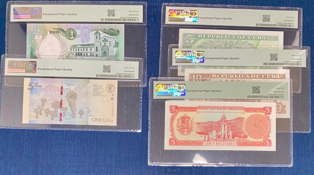 Welt. - 5 banknotes - all graded - various dates  (Ohne Mindestpreis) #1.0