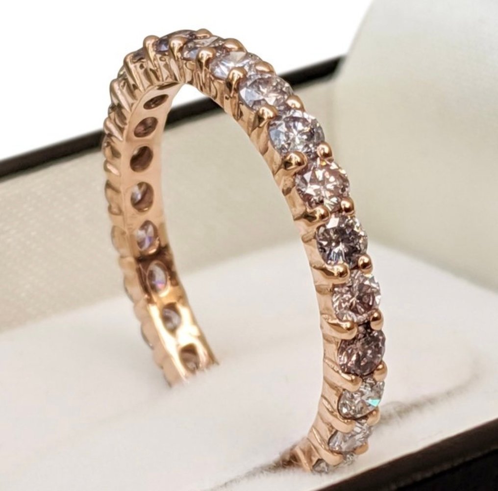 戒指 - 14 克拉 玫瑰金 - 1.11ct. tw. 鉆石 (天然) - 鉆石 #2.1