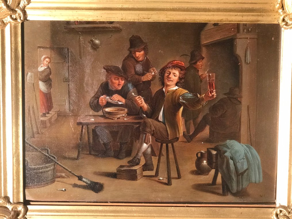 David Teniers the Younger (1610 - 1690), After - Les Philosophes Bacchiques Oil on Copper #2.1