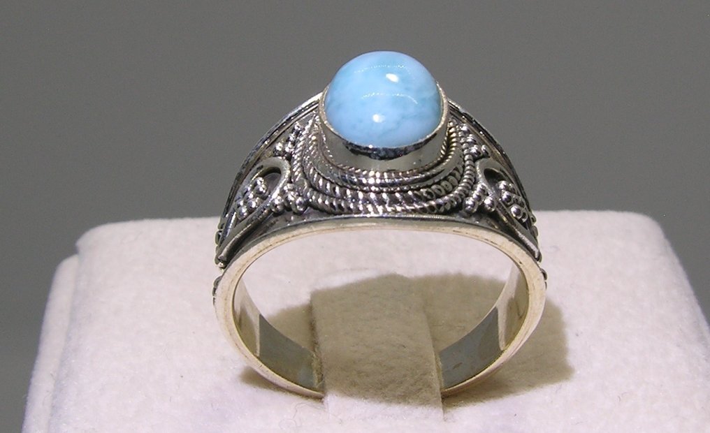 Larimar Ring - Height: 25.3 mm - Width: 21 mm- 5.08 g - (1) #1.0