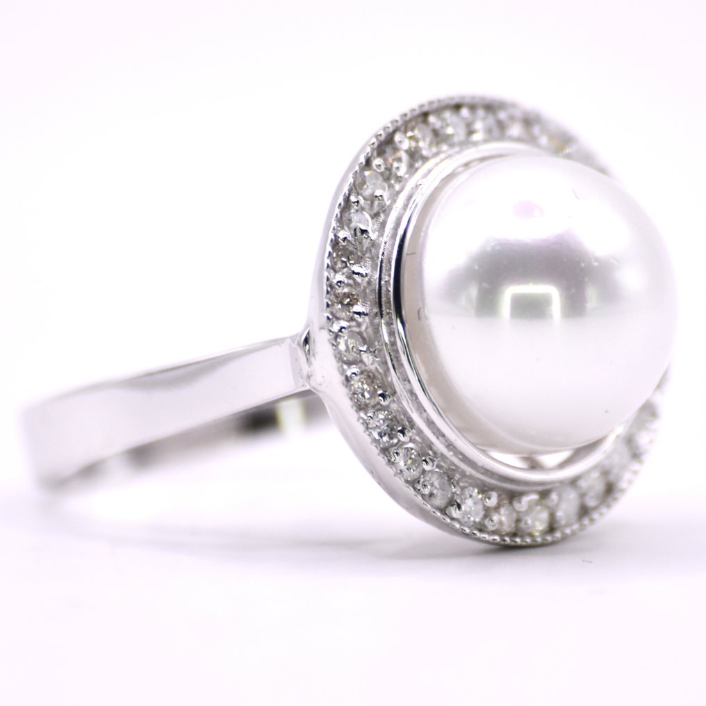 沒有保留價 - 戒指 鉑金 - 0.42ct. tw. 鉆石 (天然) - 珍珠 #3.2