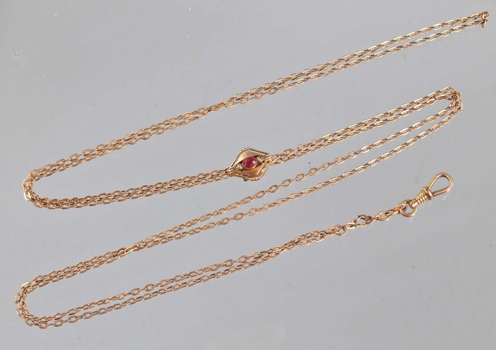 沒有保留價 - 頸鏈 Schaumgold/Golddoubé - 0.30ct. tw. - 古董手表链1890/1900 #2.1