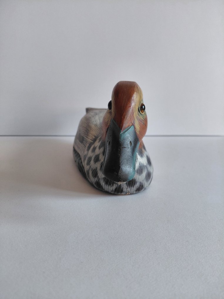 Duck decoy - Période 1950-1970, peint main, sculpture 24.5 cm - Wood #4.3