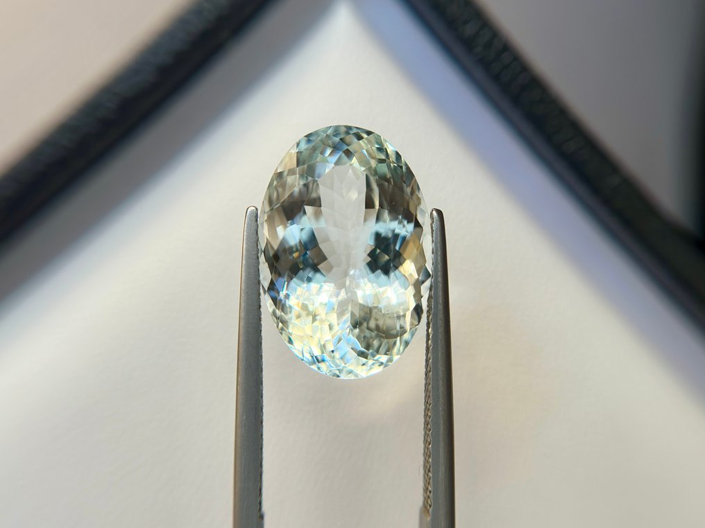 χωρίς τιμή ασφαλείας - 1 pcs  Μπλε Ακουαμαρίνης  - 11.36 ct - Διεθνής Ένωση Έγχρωμων Πολύτιμων Λίθων (ICA GemLab) - Ωκεανός νερό ακουαμαρίνα #4.3