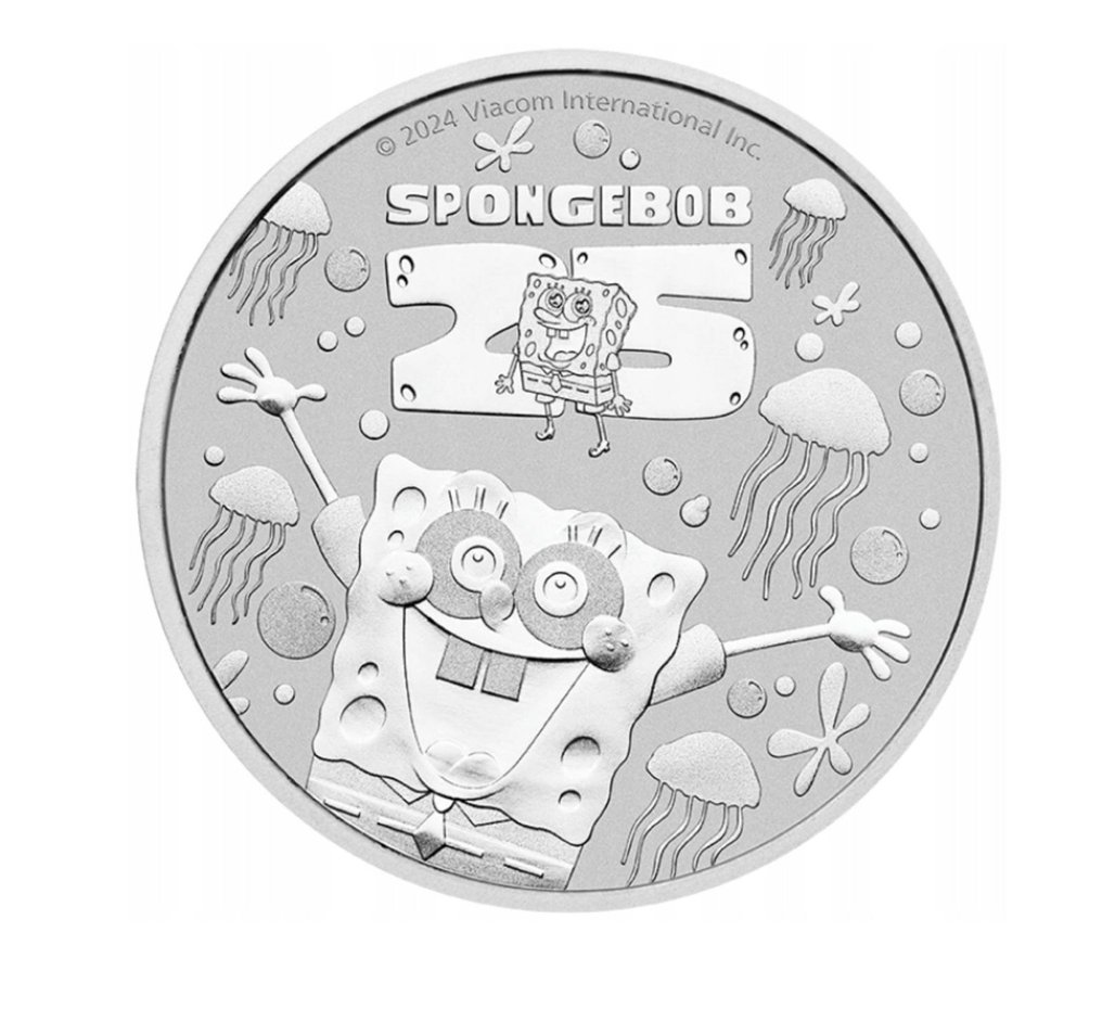 Tuvalu. 1 Dollar 2024 SpongeBob SquarePants - 25th Anniversary 1 oz (Zonder minimumprijs) #2.1