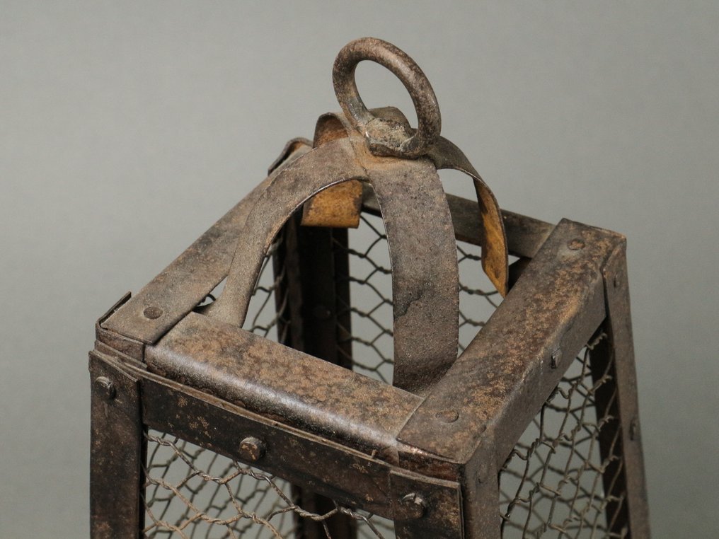 Hanging lamp - Iron Lantern Set – Rustic Iron Andon with Paper Panels (金鋼手燭 露地行燈 大小参) #1.0