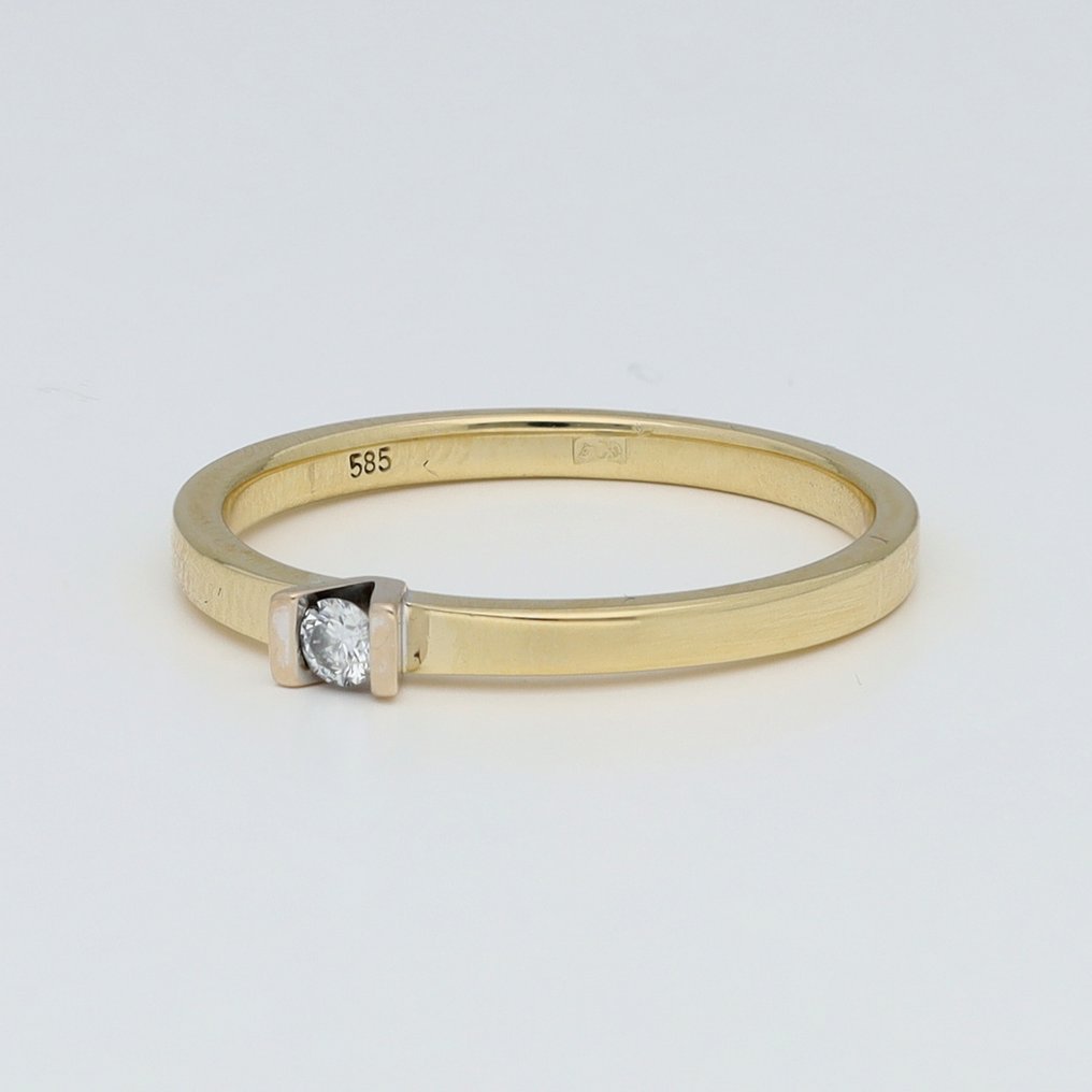 没有保留价 - 戒指 - 14K包金 黄金 钻石 (天然) #1.0