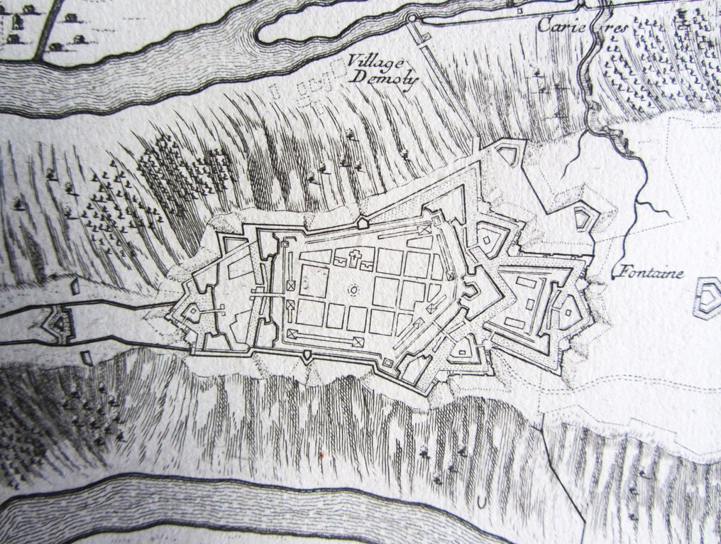 France - Mont-Royal / Mosel; Nicolas de FER, (1646 - 1720), Paris, [aus: Les Forces de L´Europe], ca. 1694. - Mont-Royale , Estune Fortresse nouvelle , Bastie  par le Roy sur La Moselle a 50 Degrez de Latitude - 1681-1700 #1.0