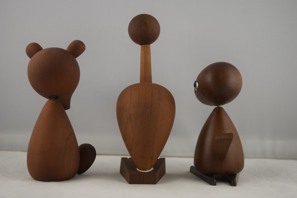 Royal Pet Senshukai Vintage Wooden Animals - Statuetta - Bear, Condor and Woodpecker with original Boxes. (3) - Legno di ciliegio #3.2