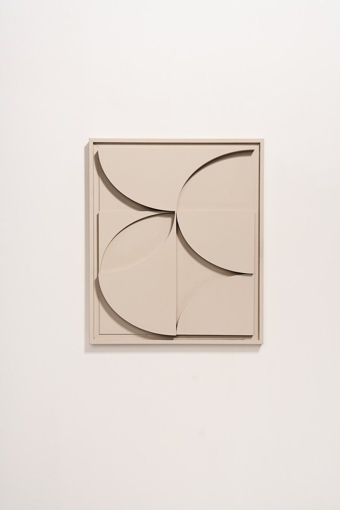 Mo Cornelisse - YoungC - Geometric Abstract Relief – Minimalistic Wall Art - Light Beige 53x45 #1.0