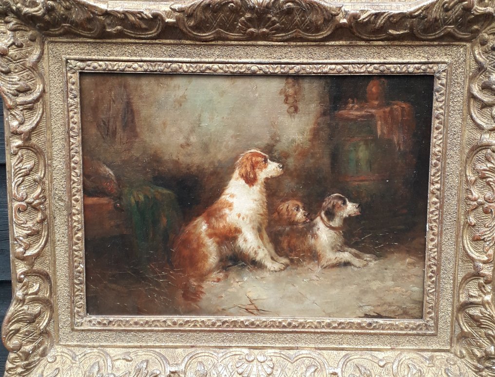 George Armfield (1808-1893) t.a., 归因于 - Drie terriërs in afwachting van #2.1