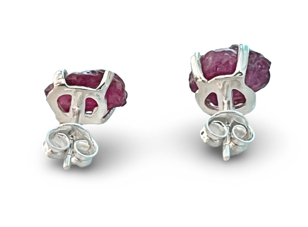925 银 - 红宝石耳钉 - 耳环 #4.3
