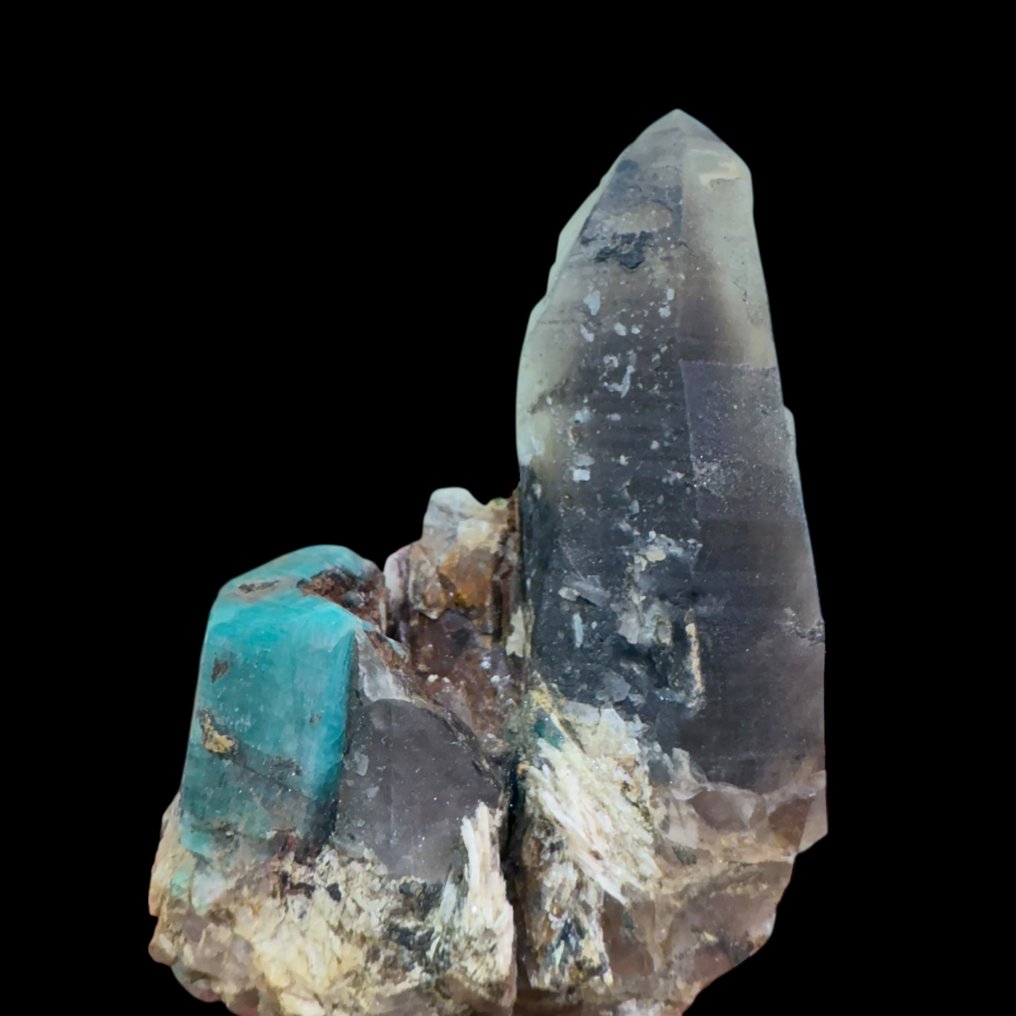 Amazzonite con smocky quartz - Altezza: 5 cm - Larghezza: 4 cm- 65 g #2.1
