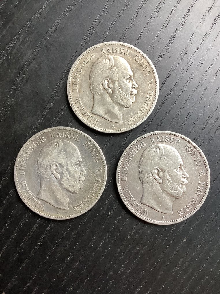 德國，普魯士 5 Mark 3x 1874/1876  (沒有保留價) #1.0