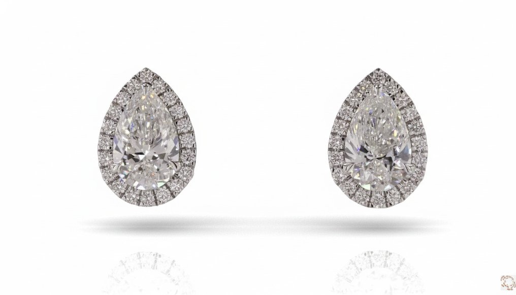 Stud fülbevaló - 14 kt. Fehér arany - 2.36ct. tw. Gyémánt (Laboratóriumban előállított) - Gyémánt - Béka glória fülbevaló #2.1