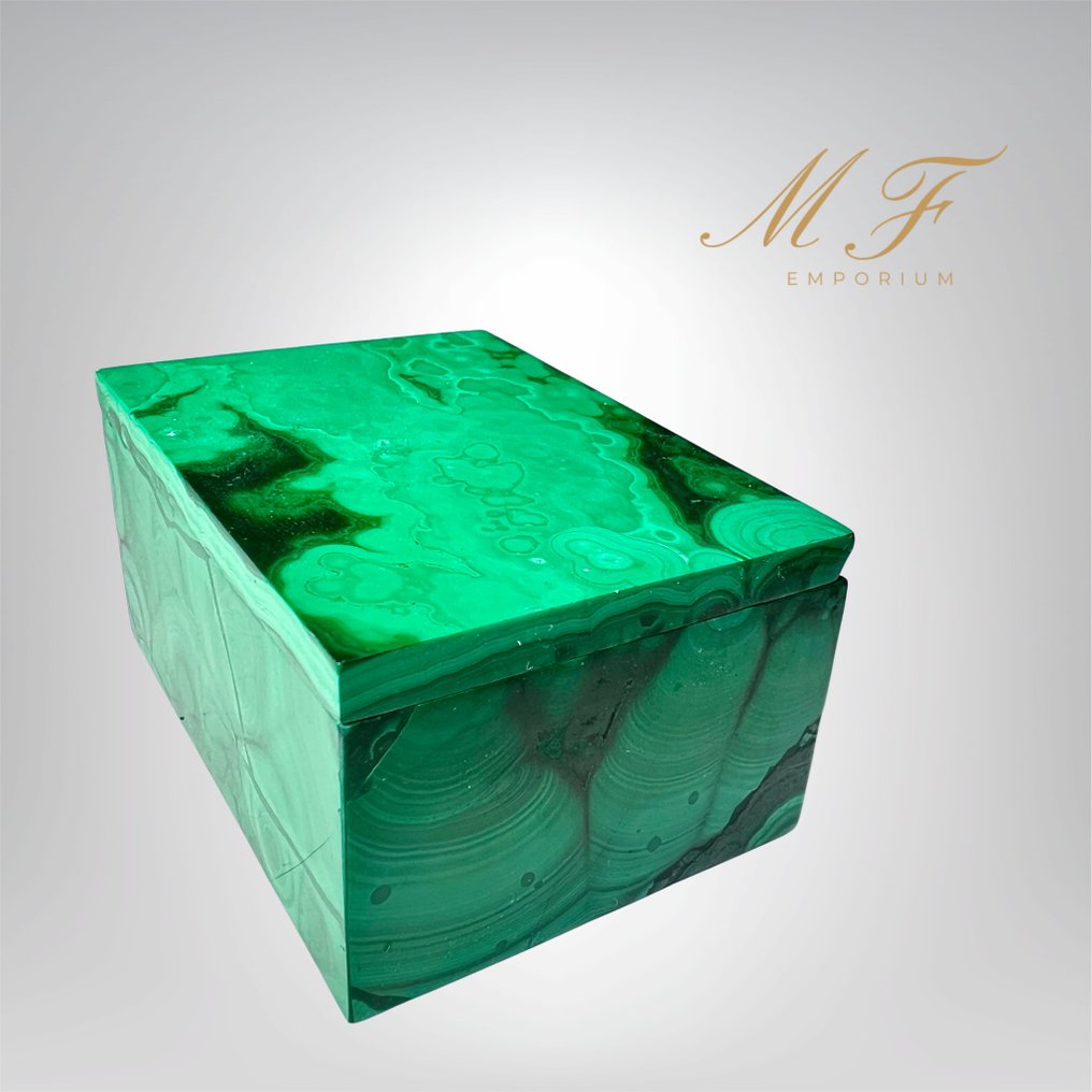 Κουτί από φυσική μαλαχίτη του Κονγκό, της υψηλότερης ποιότητας. κουτί - Ύψος: 30 mm - Πλάτος: 60 mm- 200 g - (1) #3.2
