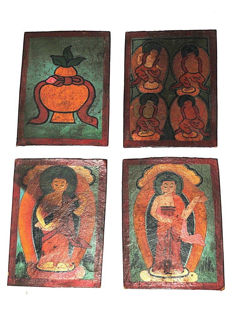 Δώδεκα παλιές κάρτες Tsakli από δέρμα, Σαμάνος Tamang, 11 x 8,5 εκ. - Νεπάλ - 20th century #1.0