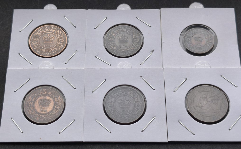 Canadian Provinces. Lot of 6 coins 1861-1871, New Scotia, New Brunswick, Prince Edward Island (No Reserve Price) #1.0
