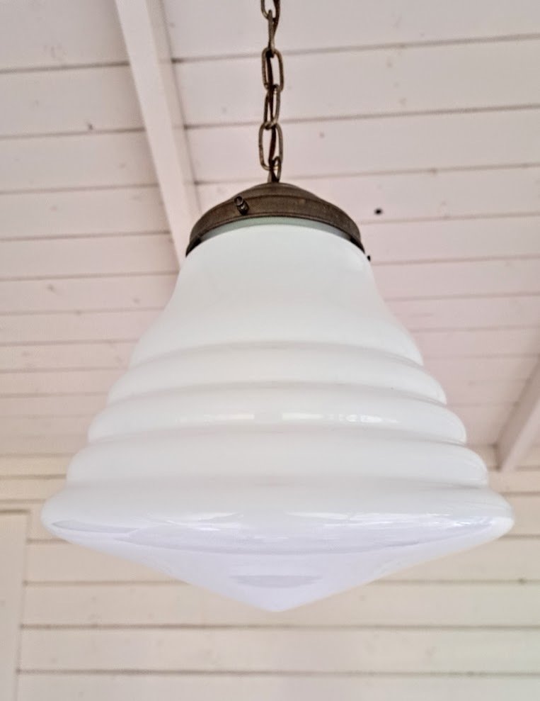 吊灯 - 飞利浦Art Deco吊灯，白色乳白玻璃，Phililite系列，1930年 #3.2