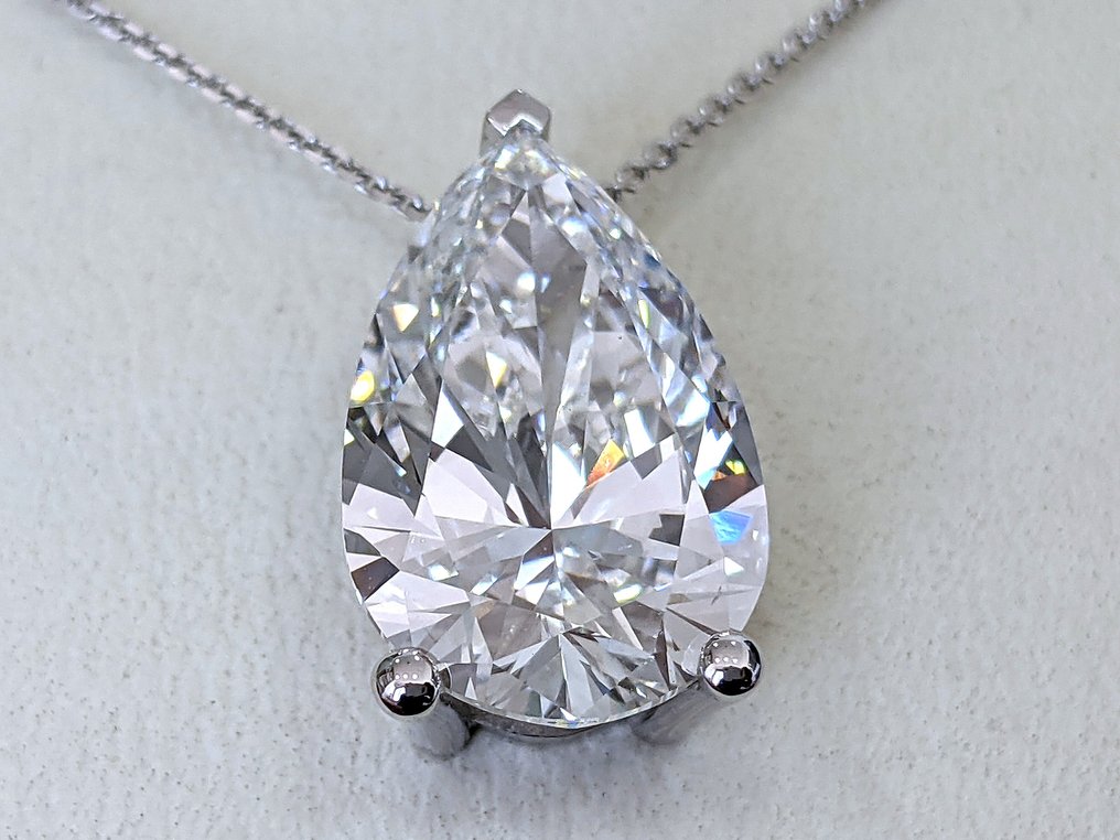 Κολιέ με μενταγιόν - 14 καράτια Λευκός χρυσός - 10.09ct. tw. Διαμάντι (Εργαστηριακής καλλιέργειας) - F VVS2 IGI #1.0