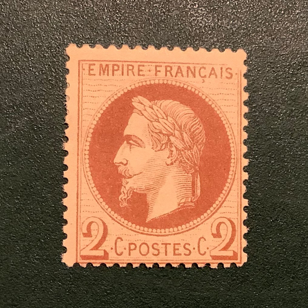 Frankrijk 1862 - 2 cent Napoleon Laure met curiositeit missende hoek van de kader rechts boven - Yvert 26B #3.2