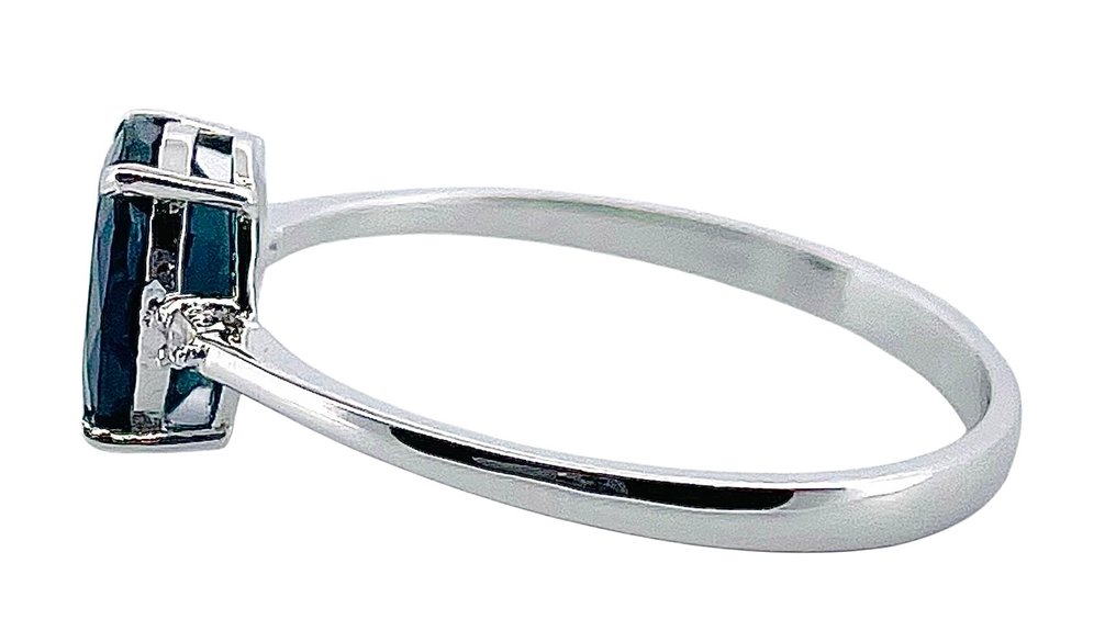 Nincs minimálár - Gyűrű - 18 kt. Fehér arany Zafír - Gyémánt #4.3