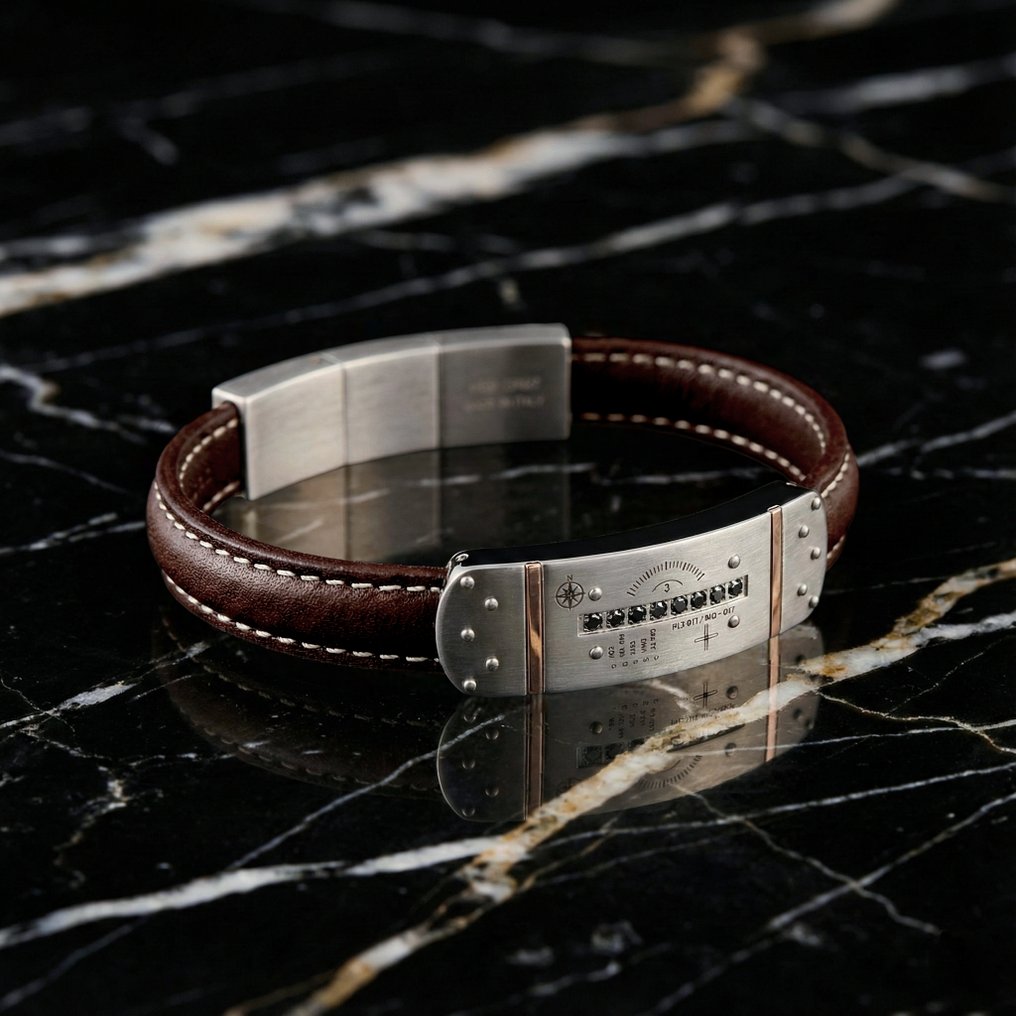 18 καράτια - Βραχιόλι σε χειρουργικό ατσάλι., Κίτρινο χρυσό - Βραχιόλι - Κατασκευασμένο στην Ιταλία #1.0