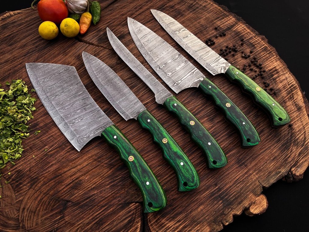 Coltello da cucina - Set di coltelli da chef per uso quotidiano in ambienti interni ed esterni (UZ-280) - Manico in legno esotico americano e lama in acciaio piegato. - Nord America - Set da cucina e barbecue #3.2