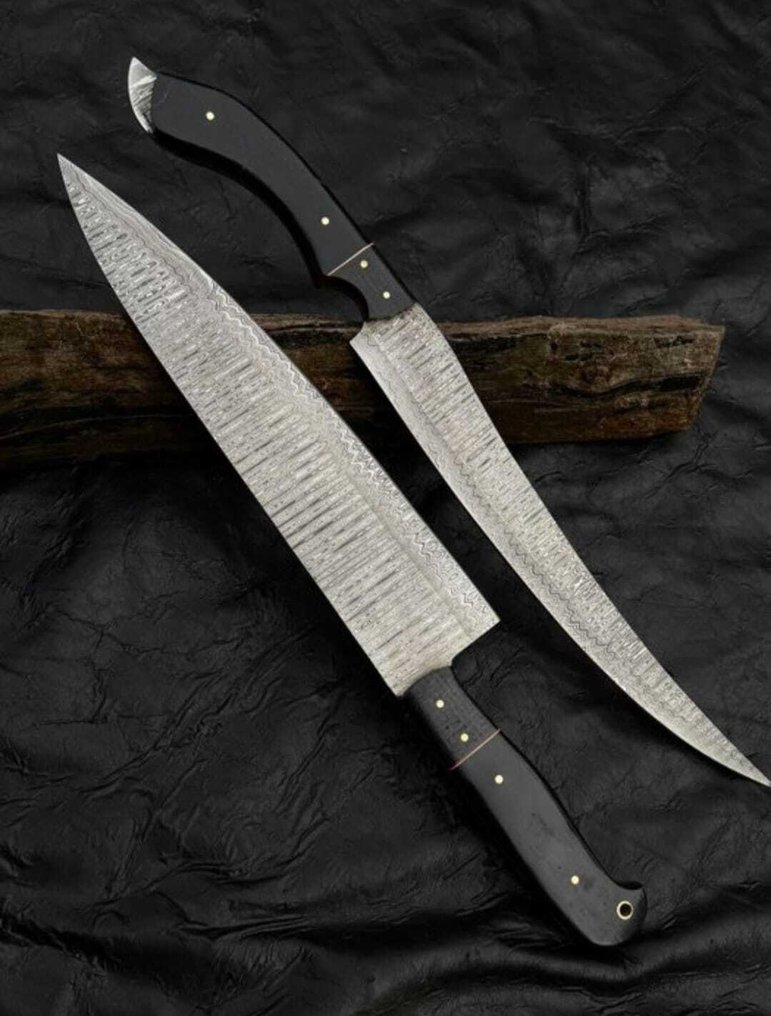 厨刀 - 树脂，黑色 G10 手工折叠钢 - 北美 #1.0