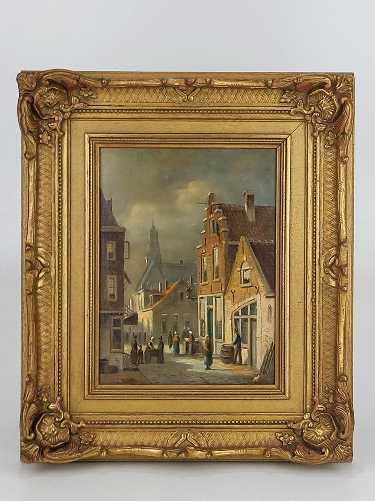 P. G. Vertin (XIX-XX) - Atmospheric Dutch Street Scene #1.0