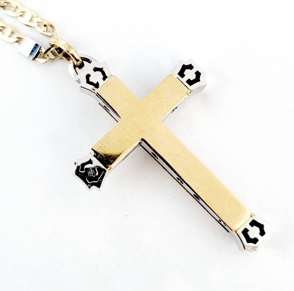 Κολιέ με μενταγιόν - 18 καράτια Κίτρινο χρυσό, Λευκός χρυσός - Κατασκευασμένο στην Ιταλία #4.3