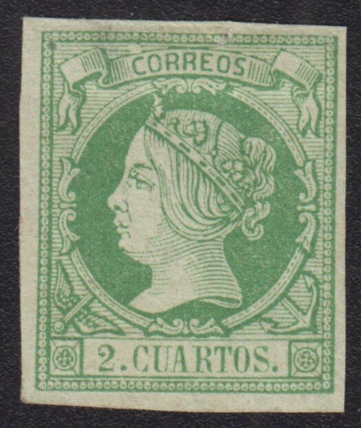 Spanien 1860/1861 - Isabel II. 2 Viertel, grün. - Edifil 51 #1.0