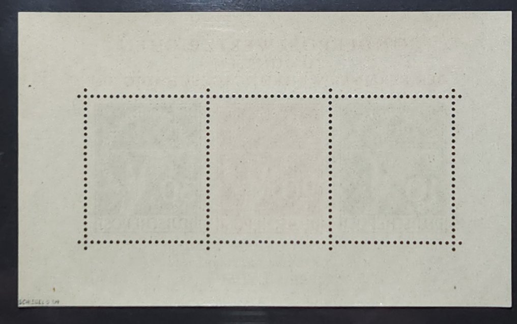 Berlim 1864/1949 - Berlin, bloco nº 1 danificado pela moeda, sem goma, com certificado, Schlegel, em perfeitas - Michel Block Nr. 1 #4.3