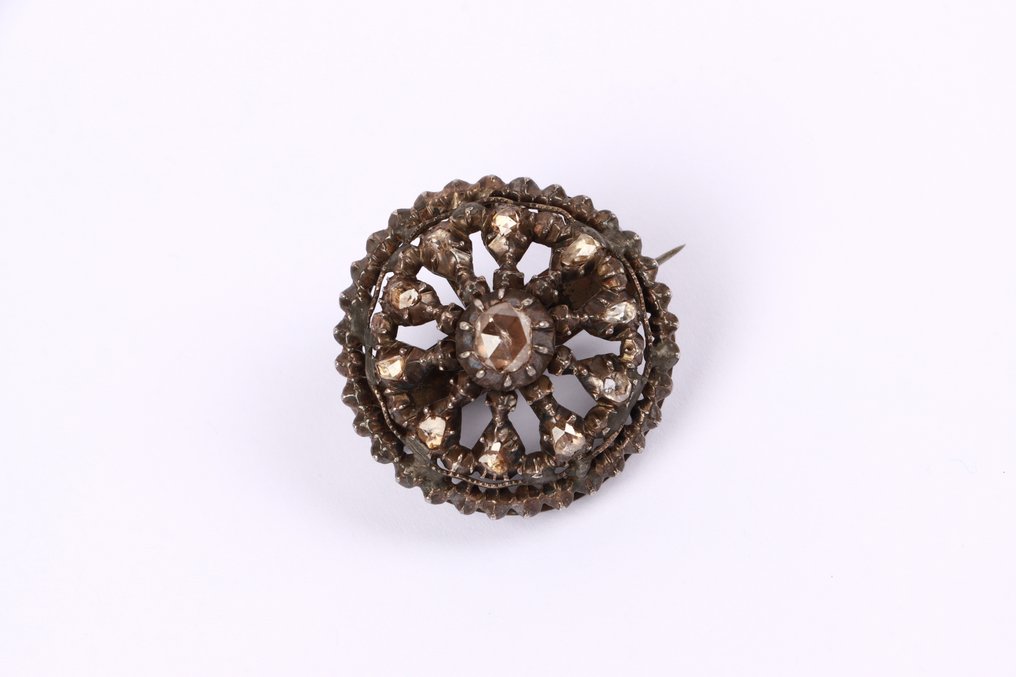 没有保留价 - 胸针 银 - 古董钻石 #1.0