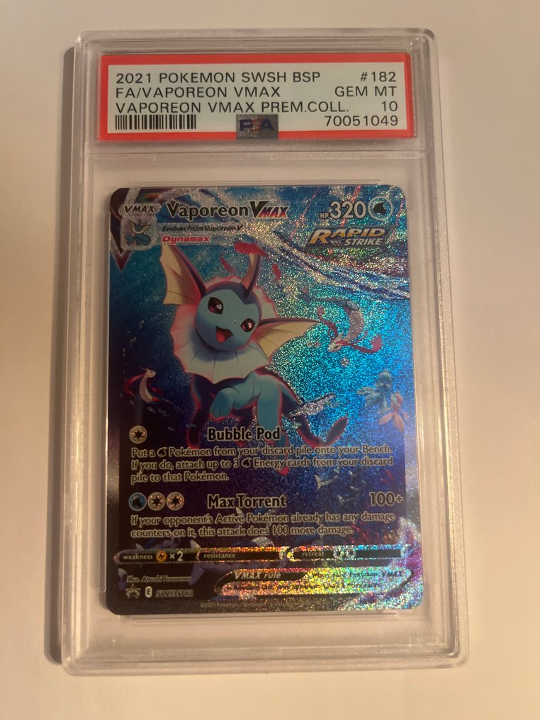Pokémon - 1 Graded card - Vaporeon 182 Full art, Foil, Alternate art - PSA 10 - Sword & Shield #1.0