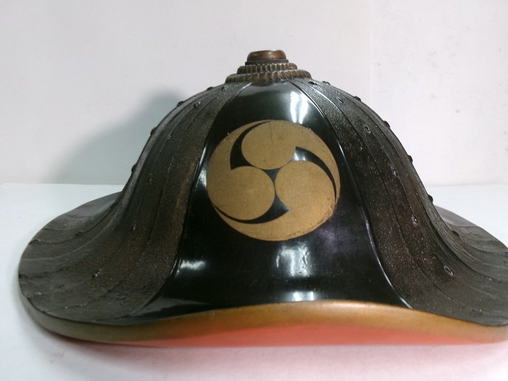 Jingasa casque de samouraï - emblème 'MIGI MITUDOMOE' - Bois - XIXe siècle #4.3