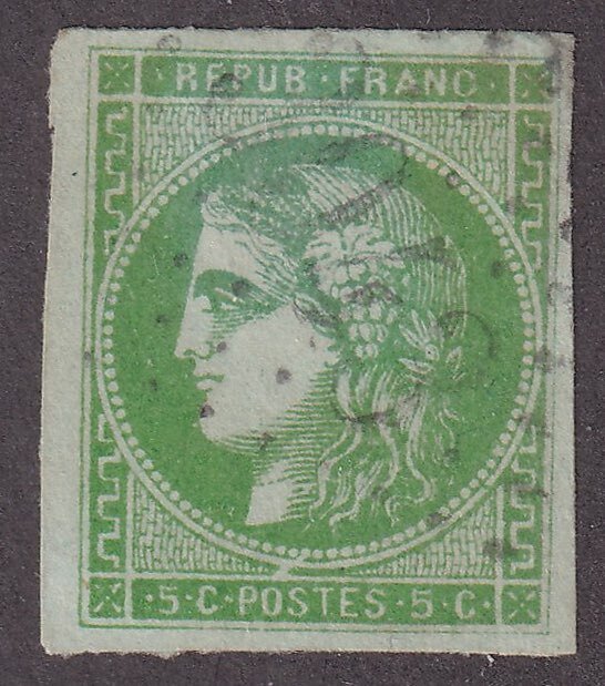 France  - 5c green - signed Calves - TB - Yvert n°42B #1.0