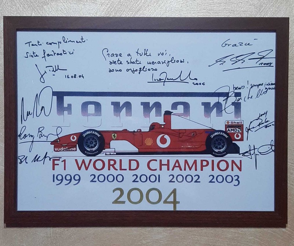 Αφίσα - Ferrari - Ferrari formula uno Team schumacher & Luca Montezemolo world champions 2004 #1.0