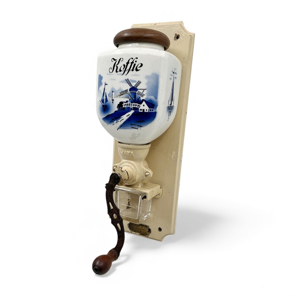 Java - 咖啡研磨機 - 木, 金屬, 陶器, 玻璃 - 古董墙壁咖啡磨 #1.0