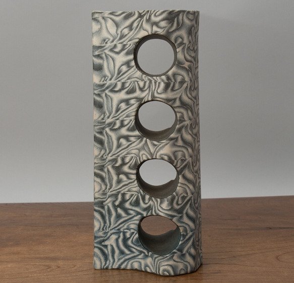 龙云纹理的Neriage花瓶——巧妙的大理石陶艺技法 - 陶瓷 - 西部功 Nisibu Isao (1948-) - 日本 - 1900-2000 #1.0