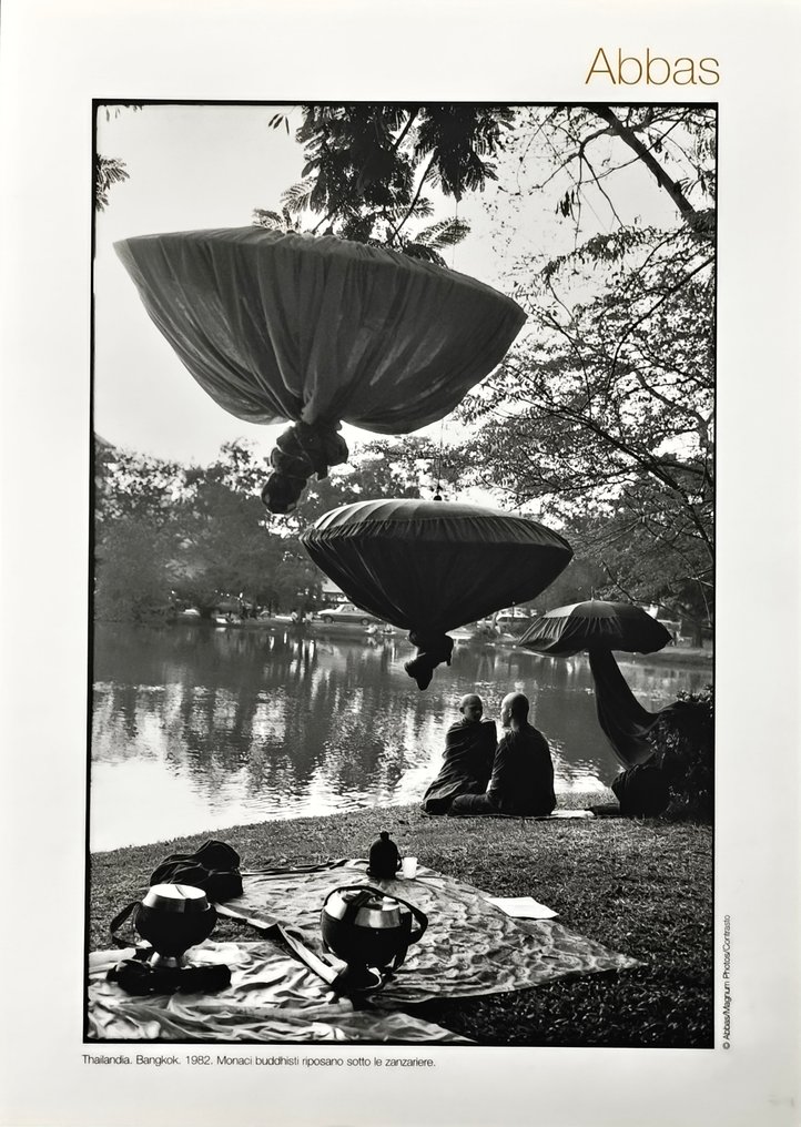 Abbas - Buddhist monks resting under mosquito nets. Bangkok, Thailand, 1982 #1.0