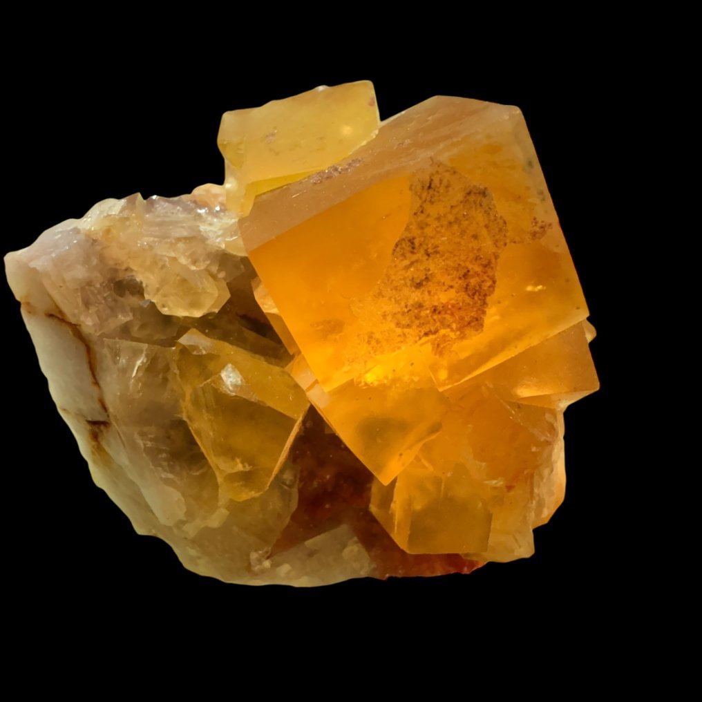 Yellow Fluorite Crystals on matrix - Height: 6 cm - Width: 6 cm- 170 g #1.0